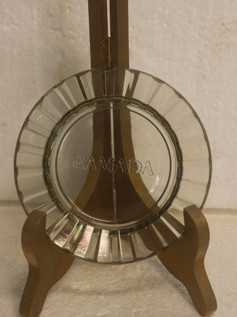 Vintage Ramada Hotel Glass Ashtray Embossed Logo-Clear Glass Mid-century Travel